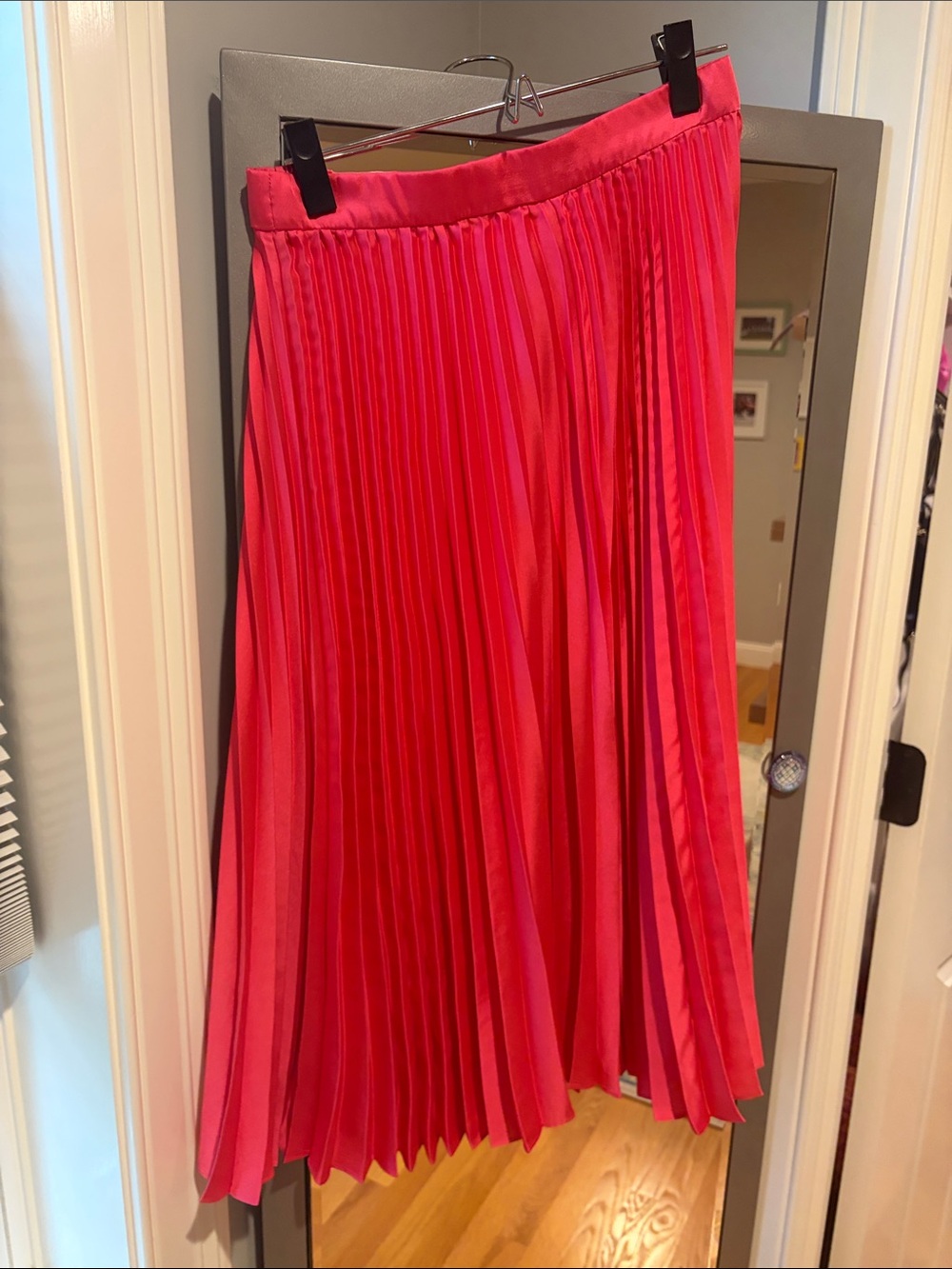 J. Crew Hot Pink Pleated Midi Skirt
